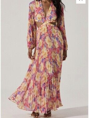 astr floral chiffon tiered maxi dress ASTR the Label | Livia Floral Ruffle Maxi Dress in Bright Pink Floral